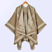 Sciarpa/stola da donna in stile vintage, ampia, jacquard, calda, con spacco.