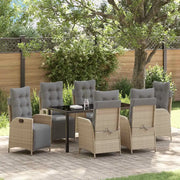 Set da Pranzo per Giardino con cuscino 7 pcs Beige polyrattan 3380565