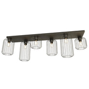 Plafonriera Minimal Industrial Vulcano 6 Luci Lineari Nera