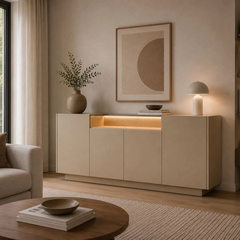 Madia Halefa, Credenza 4 Ripiani, 103x40x83h cm Marrone Chiaro