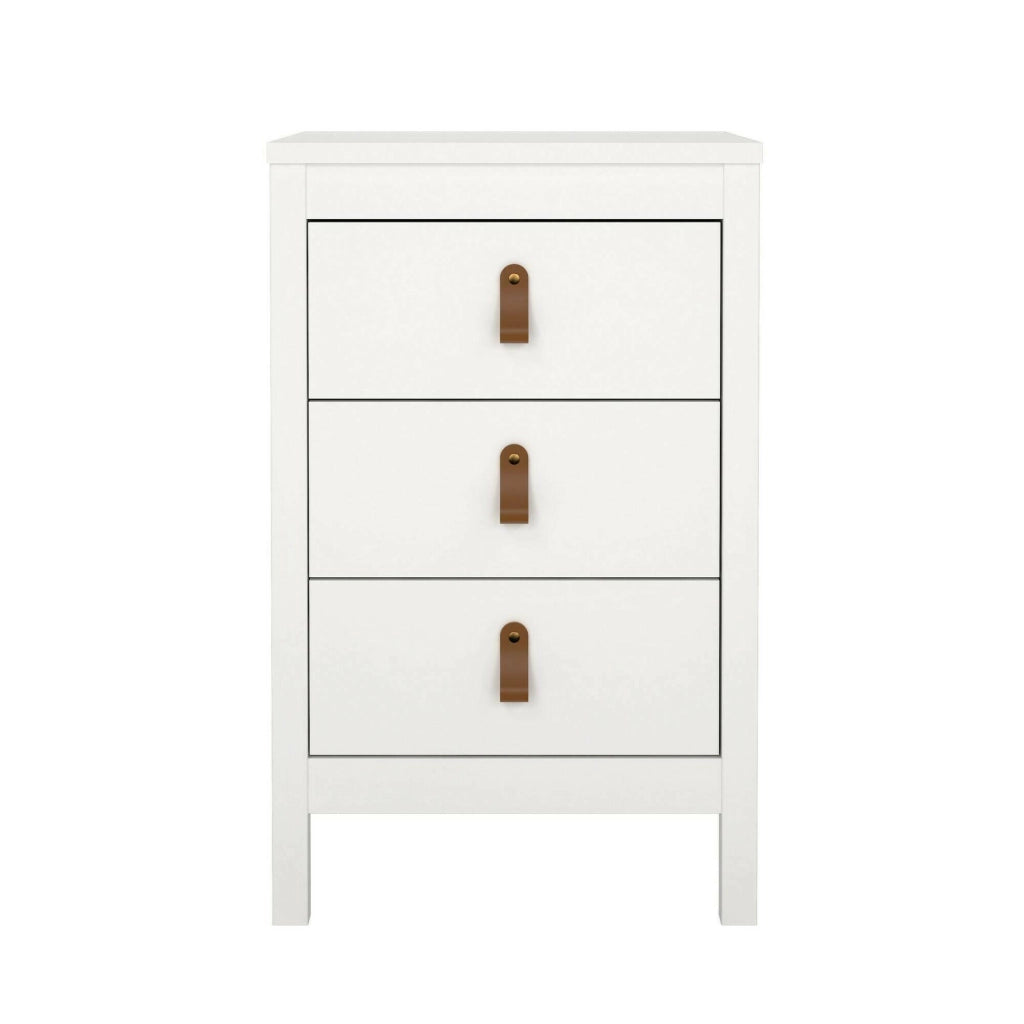 Comodino Lombardia, Comò basso, Tavolino da notte, Mensola da letto, 44x38 h70 cm, Bianco