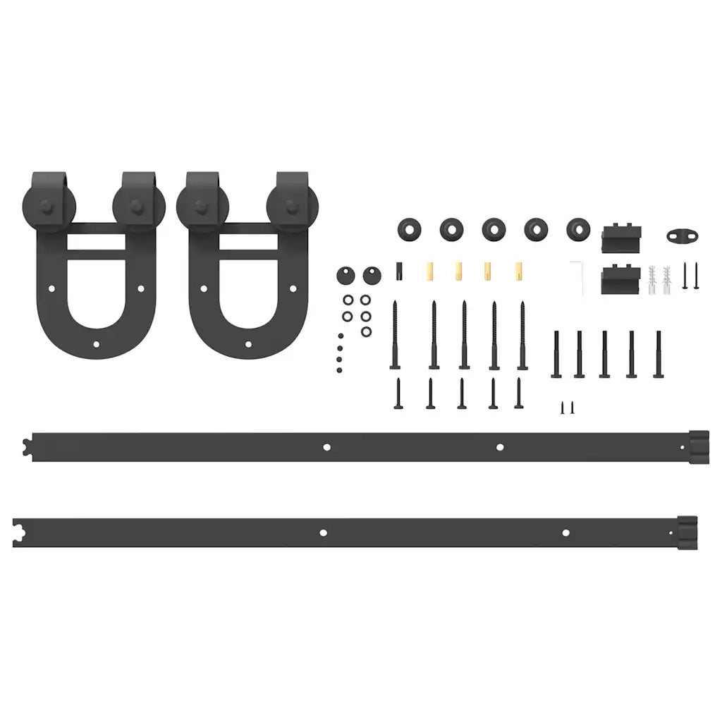 Kit di Binari per Porte Scorrevoli 183 cm Acciaio Nero 4009720