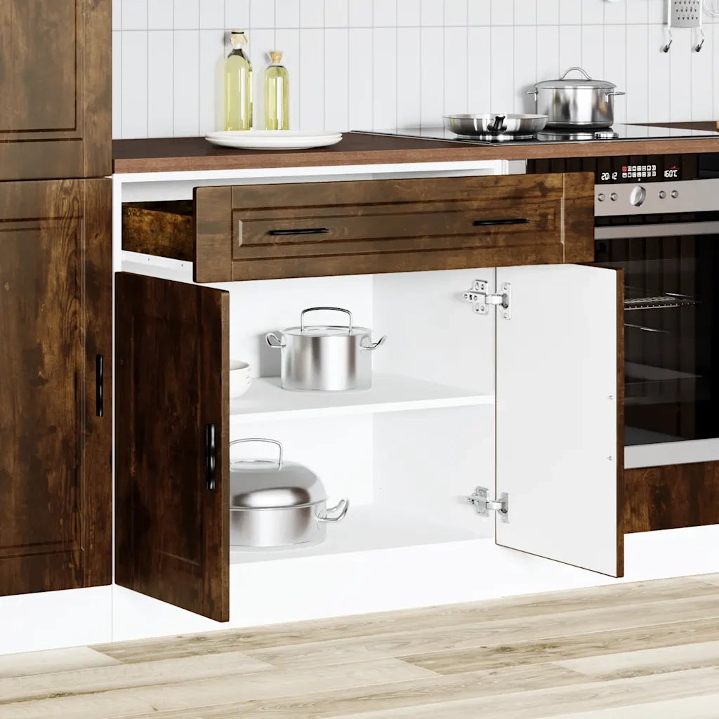 Base da Cucina Porto Rovere Fumo in Legno Multistrato 853982
