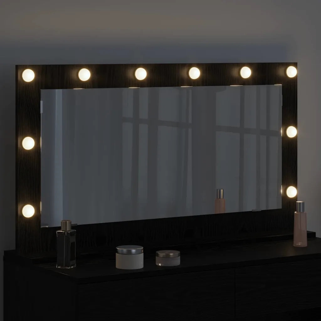Specchio da Vanità Rettangolare Rovere Nero 100 x 55 x 18 cm 868302