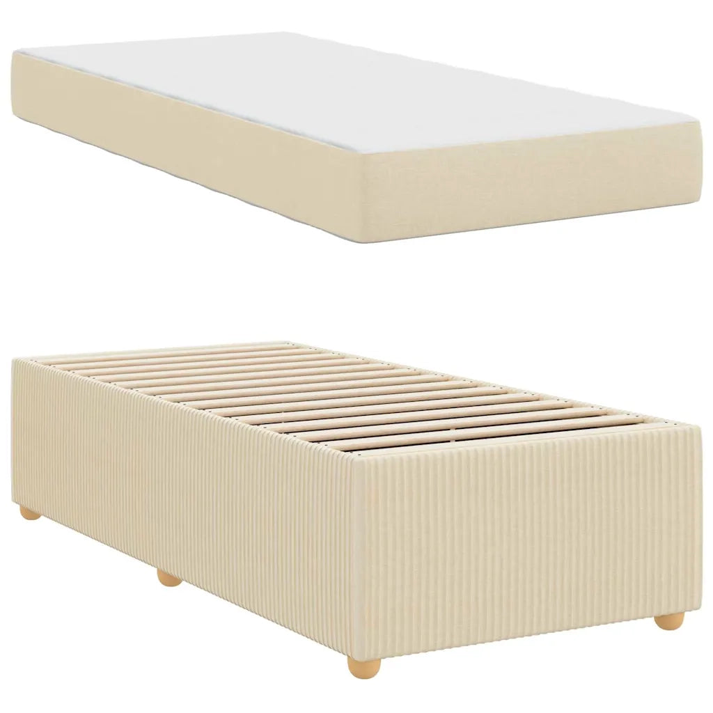 Struttura del letto con materasso Crema 90 x 190 cm Tessuto