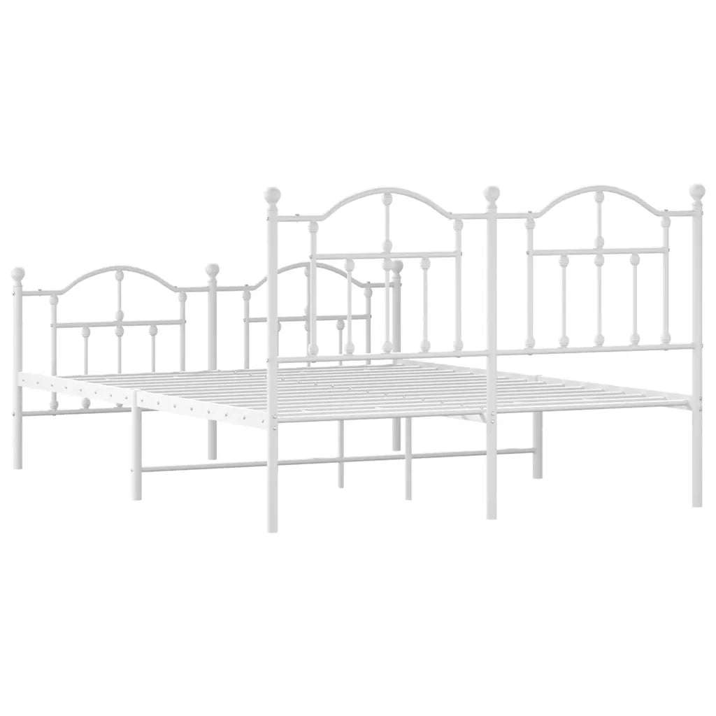 Giroletto con Testiera e Pediera-Struttura Letto Metallo Bianco 140x190 cm 689392