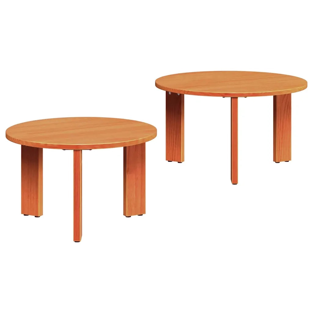 vidaXL Tavolino da salotto 2 pcs Cera marrone 47.5 x 47.5 x 27 cm