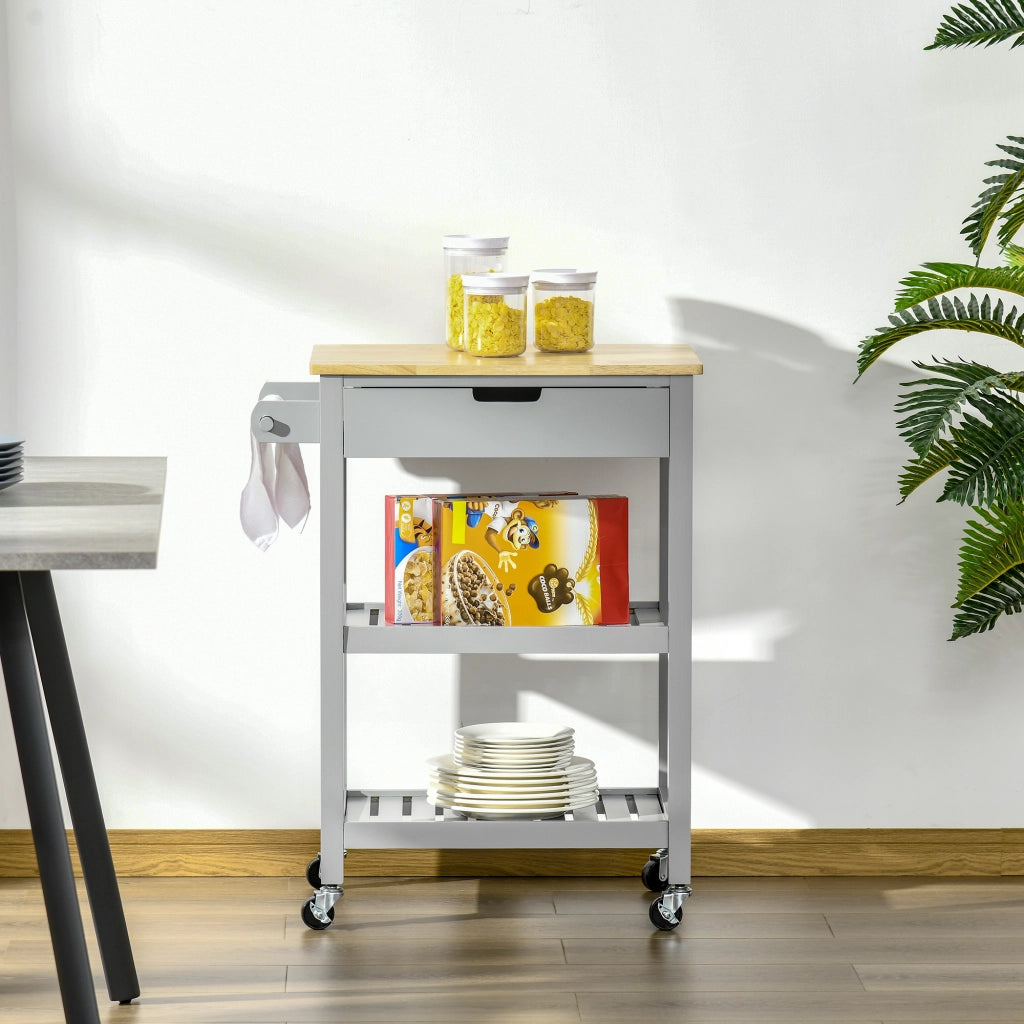 Tavolino da caff¨¨ rotondo con ruote e ripiano in legno ¨C zephmum ¨C 50x50x70 cm