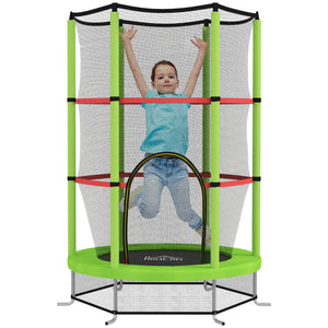 Tappeto Elastico per Bambini 3-6 Anni Ø140x190 cm con Rete di Protezione Verde e Nero
