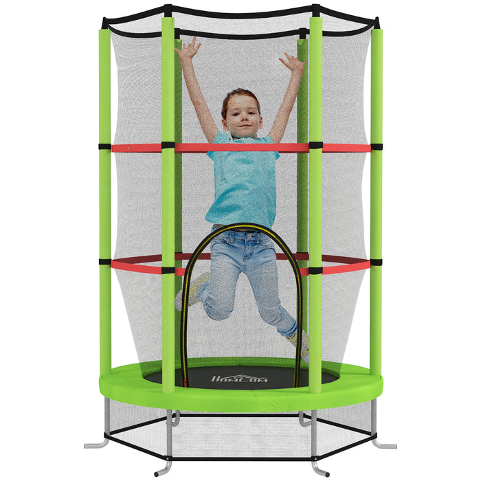 Tappeto Elastico per Bambini 3-6 Anni Ø140x190 cm con Rete di Protezione Verde e Nero