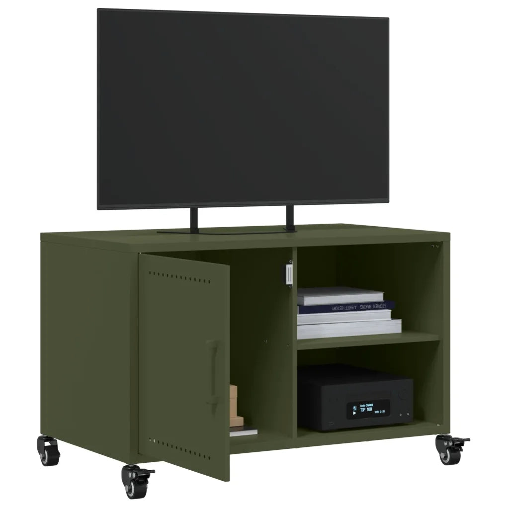 Mobile TV Verde Oliva 68x39x43,5 cm in Acciaio