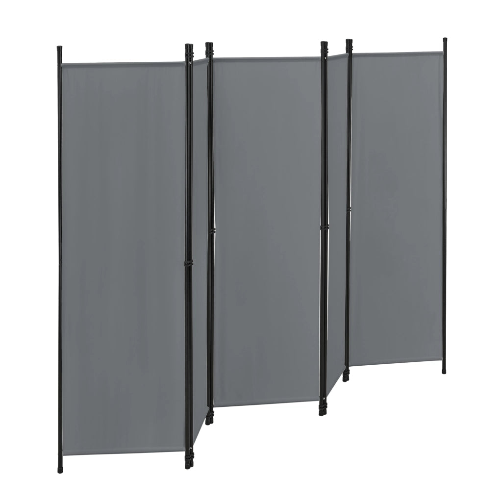 Paravento/Separè per Interni/Balcone, 171 x 250 cm (AxL) Divisorio a 5 Pannelli per Camera da Letto/Studio Medico - Struttura Pieghevole - Grigio Scuro