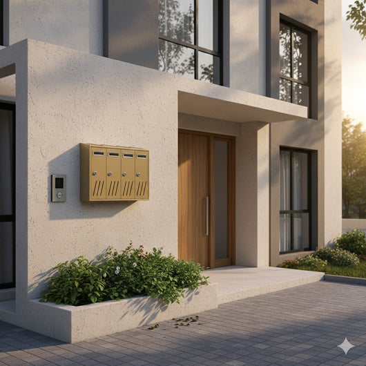 Cassetta Postale Condominiale 4 Posti Bronzo in Acciaio Zincato 42,5x17,5xH30 cm Kasart