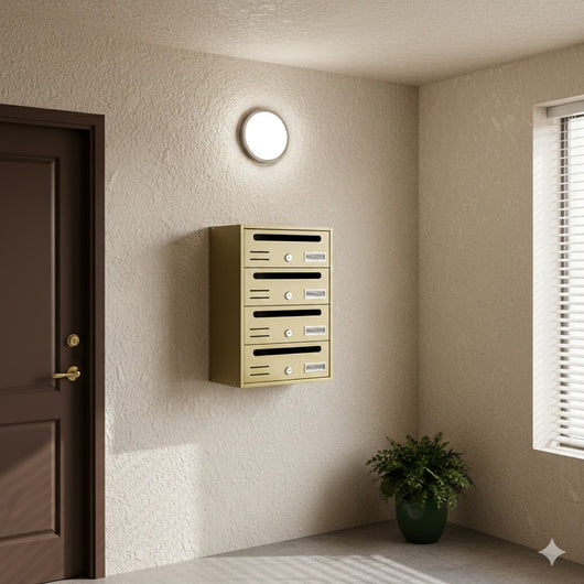 Cassetta Postale Condominiale 4 Posti Bronzo in Acciaio Zincato cm 30,2x17,5xH42,5 Kasart