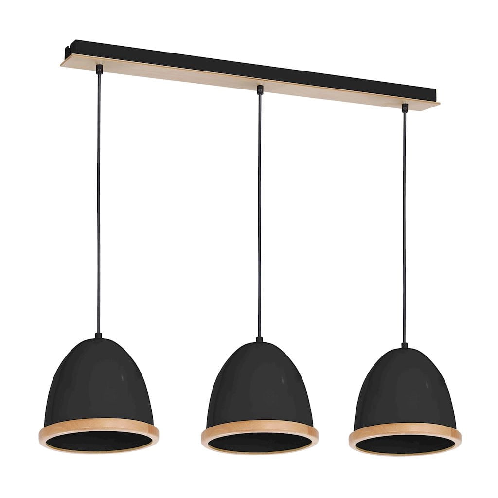 Lampadario STUDIO nero/legno 3xE27 Milagro MLP8853