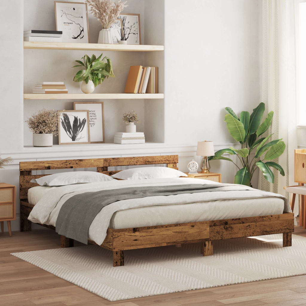 Struttura per Letto Legno Rustico Legno Massello di Recupero