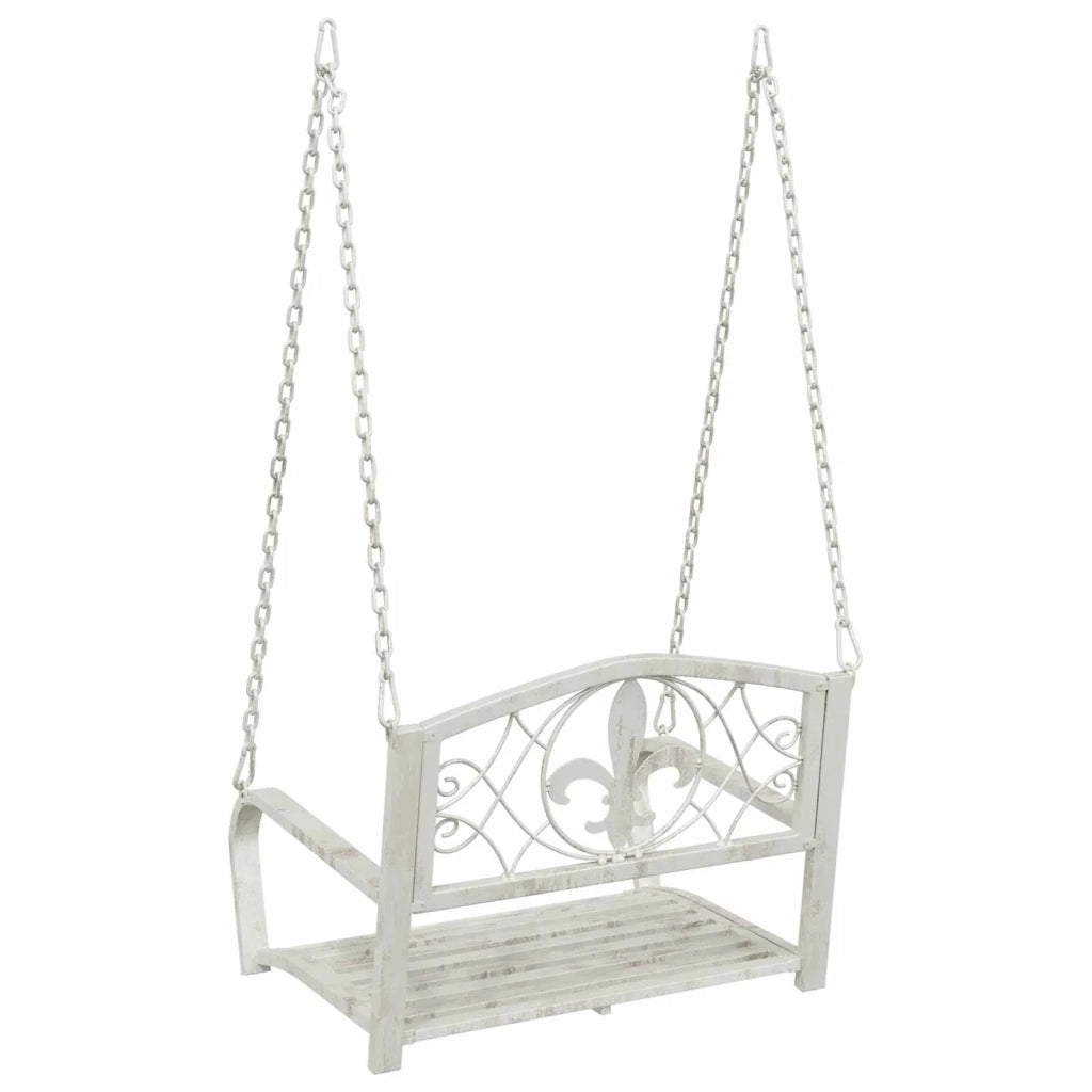 Panchina a Dondolo Acciaio 71,5 x 59 x 55 cm Bianco Antico