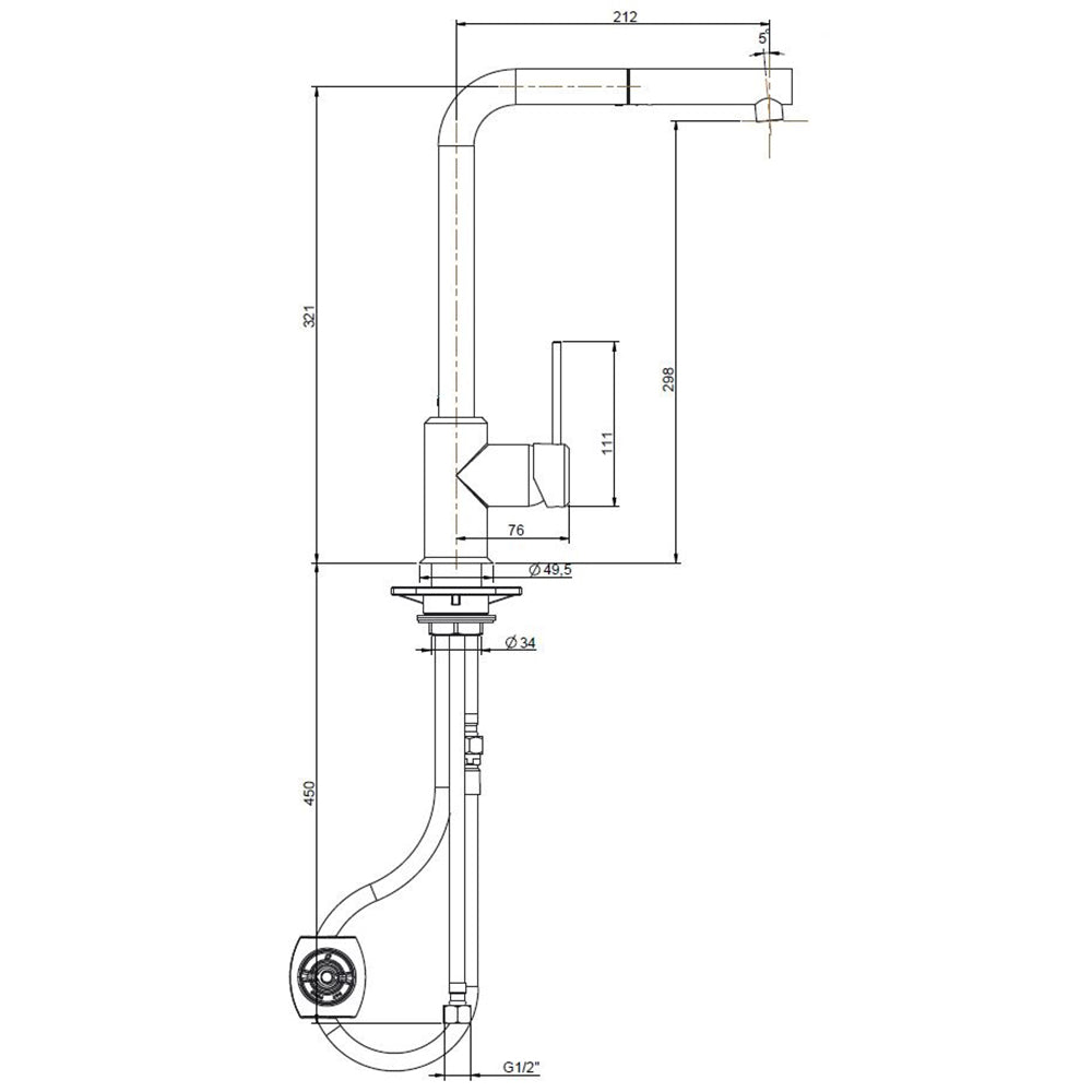 MISCELATORE MONOCOMANDO LAVELLO CON DOCCIA ESTRAIBILE LINEA PIN- Avena- ARGO- pezzi 1