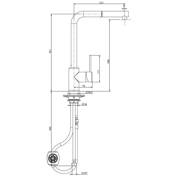 MISCELATORE MONOCOMANDO LAVELLO CON DOCCIA ESTRAIBILE LINEA PIN- Avena- ARGO- pezzi 1