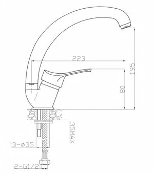 MISCELATORE LAVELLO CANNA ALTA- Satinato- GOPLA- pezzi 1