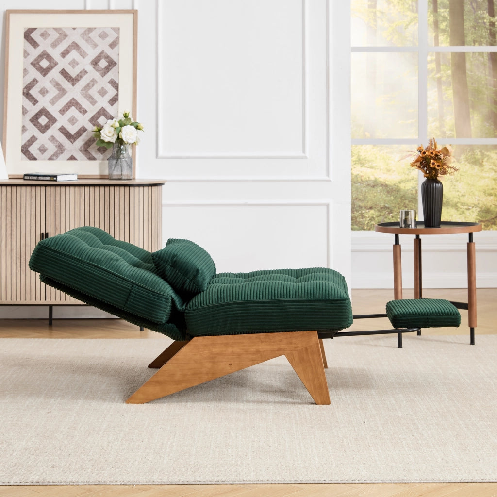 OKWISH Poltrona Relax, Schienale Regolabile con Cuscino Lombare e Seduta Profonda, Velluto a Coste, Verde Smeraldo