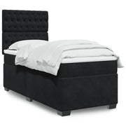 vidaXL Giroletto a Molle con Materasso Nero 90x200 cm in Velluto