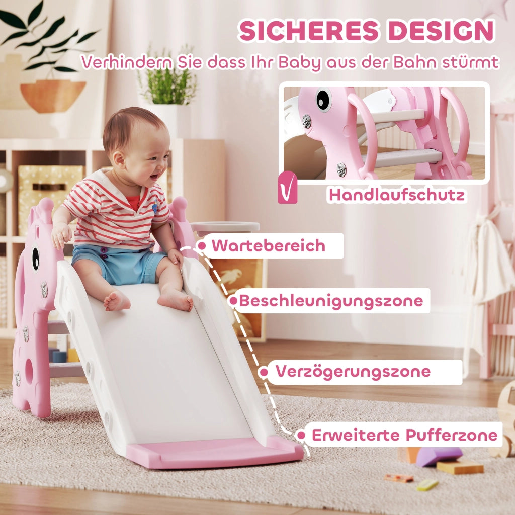 Scivolo 3 in 1 per Bambini Forma Giraffa con Canestro e Palla ¨C Xylo ¨C Rosa