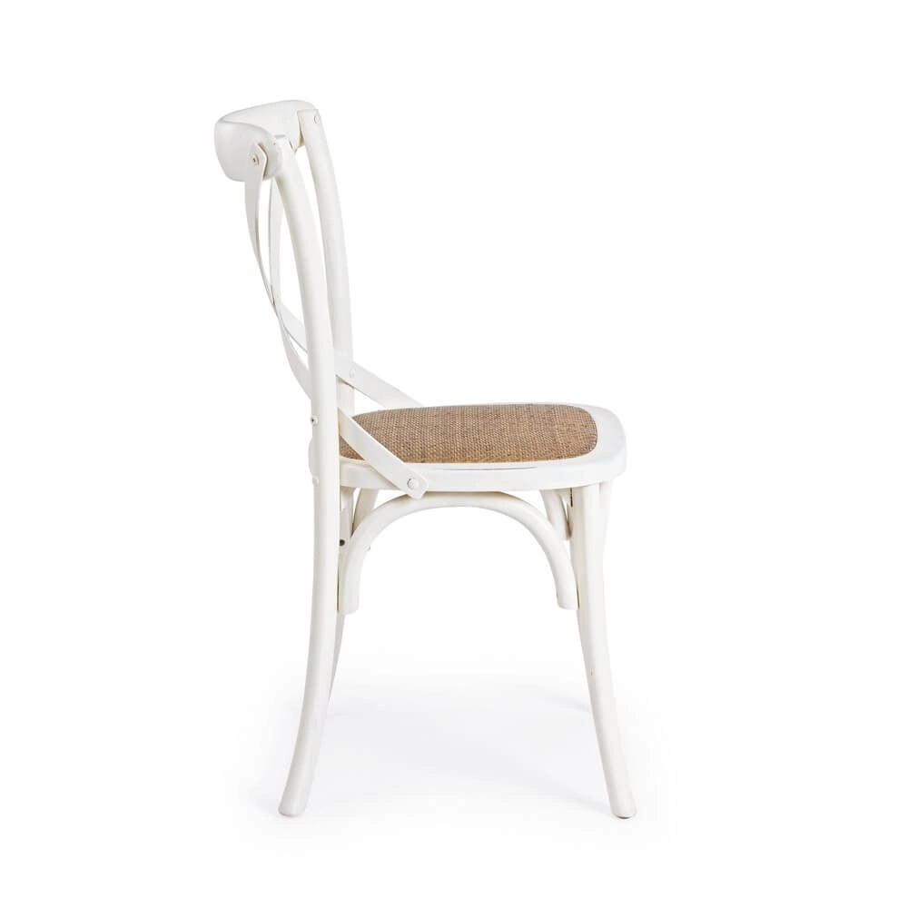 Sedia in Legno di Olmo con Seduta in Rattan Naturale - CROSS