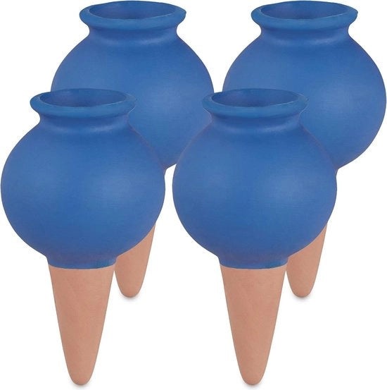 Impianto di irrigazione a gocce per piante, set di 4 piante e contenitori, sistema di gocce blu