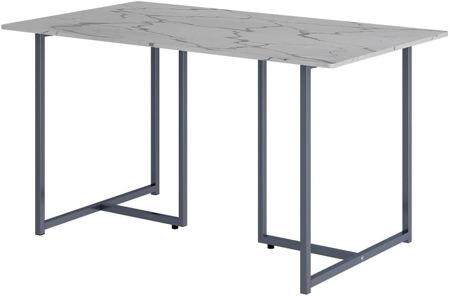 Tavolo da pranzo Merido, Grigio/marmo-bianco, 140 x 80 cm, adatto per 4 persone, superficie facile da pulire