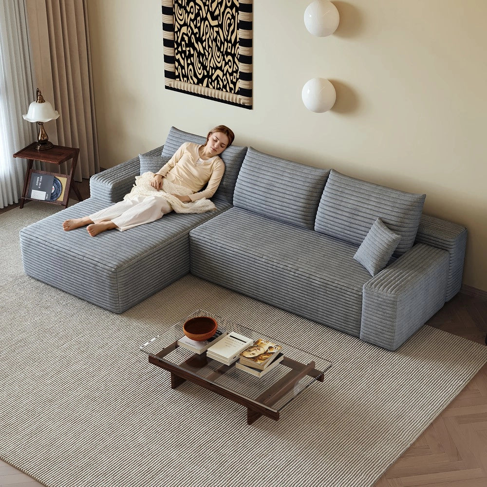 Divano angolare Chaise Longue ¨C Minimal ¨C grigio tessuto 270cm