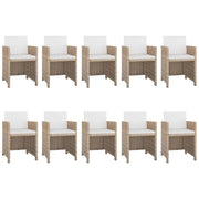 Set da Pranzo da Giardino 11 pz con Cuscini in Polyrattan Beige 42549