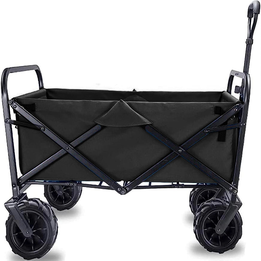 Carrello Nero in Tessuto Oxford con Telaio in Acciaio e Ruote Carrellino Pieghevole