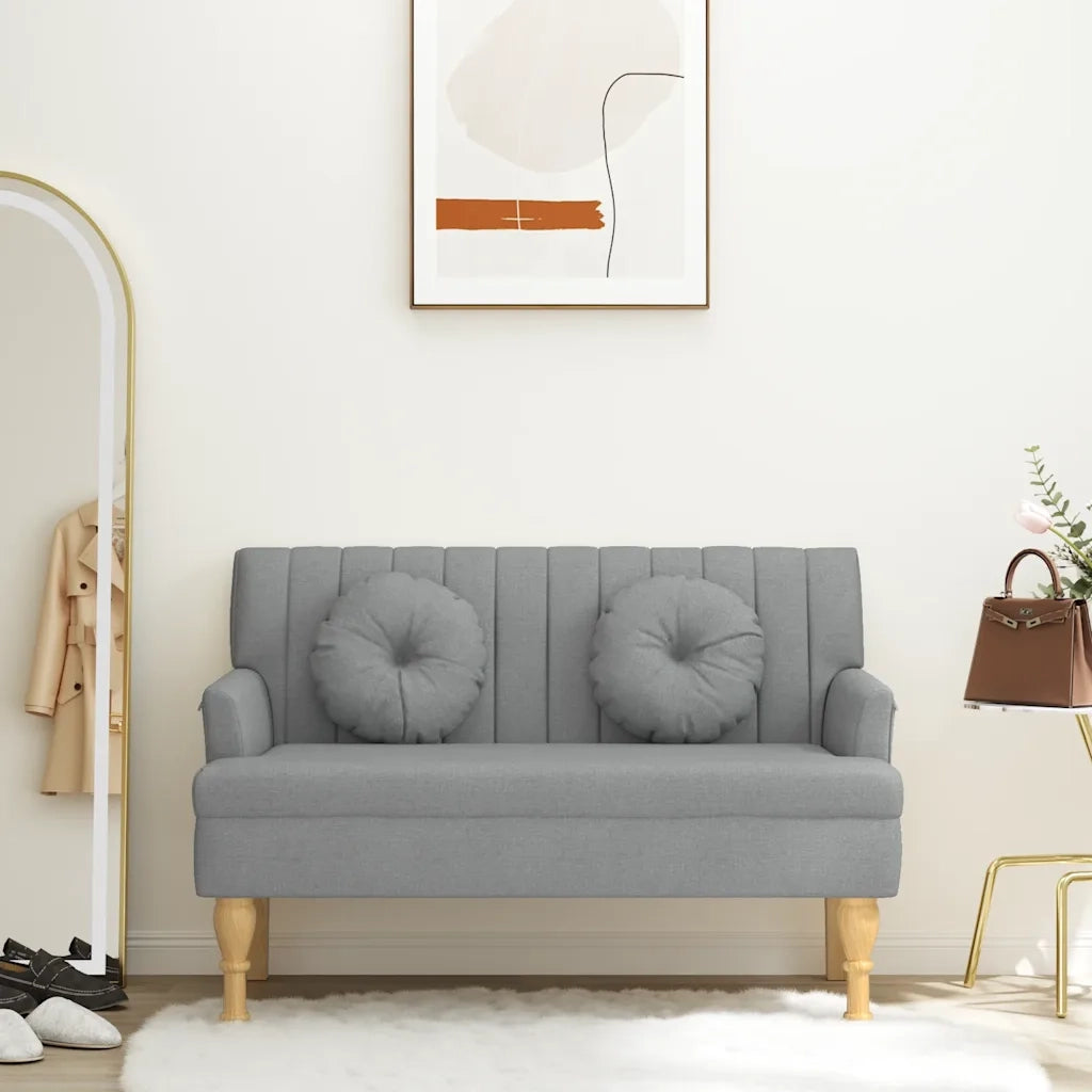 Panca con Cuscini Grigio Chiaro 113x64,5x75,5 cm in Tessuto CFW5525729