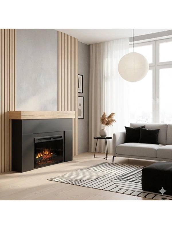 AVEN - Caminetto Elettrico da pavimento A Libera Installazione A LED 26" Nero-Rovere chiaro