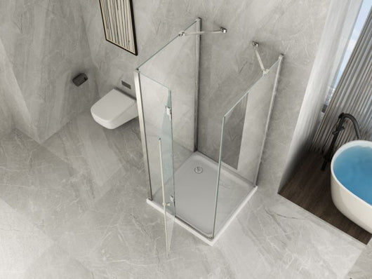 Box doccia Cristallo 8 mm tre lati - due fissi piu' porta battente - Misura: 90 x 130 x 90 x195h