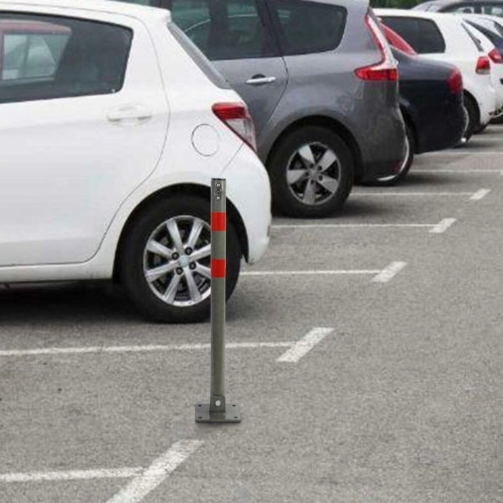 Palo Dissuasore Anti Parcheggio Auto Ribaltabile Rotondo con Chiave Lucchetto