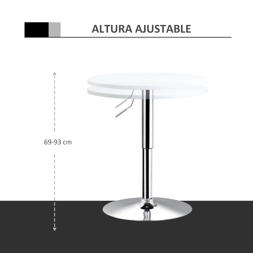 Tavolo da bar regolabile in altezza con base rotonda ¨C zephmum ¨C bianco ?60x69-93 cm