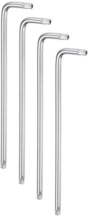 Coltello Torx - 4 Pezzi - Manubrio Lungo - 6 Punte - Acciaio S2 - Rivestimento Cromo - Kit di Chiavi Manuale