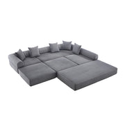 Divano modulare grigio scuro con contenitore, 270x180x64 cm, tessuto in cotone a coste