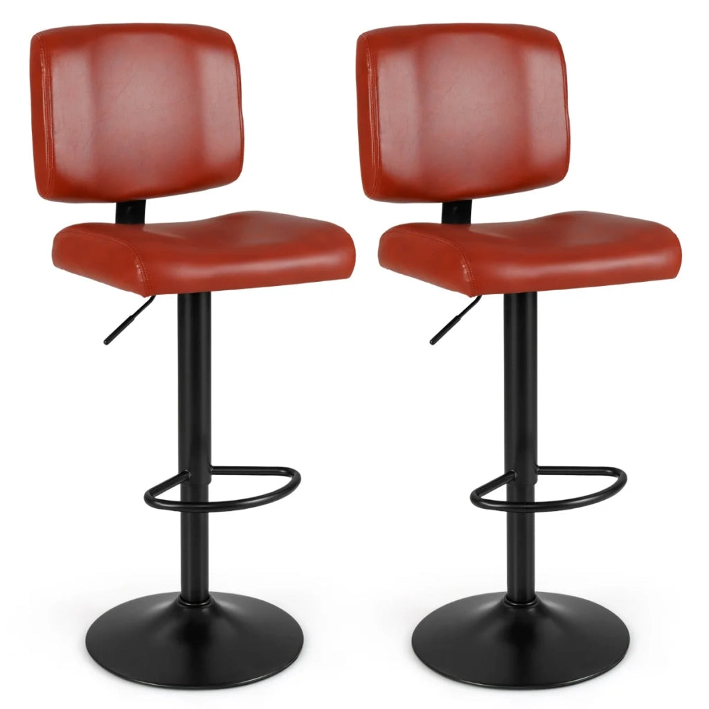Set di 2 sgabelli da bar girevoli 47 x 42 x 98-119 cm altezza regolabile comfort ergonomico design contemporaneo pelle sintetica rossa 20_0018776