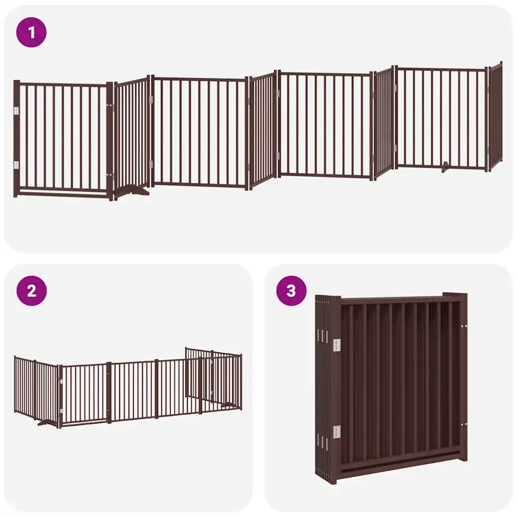 vidaXL Cancello Cani Porta Pieghevole Marrone 8 Pannelli 640cm Pioppo