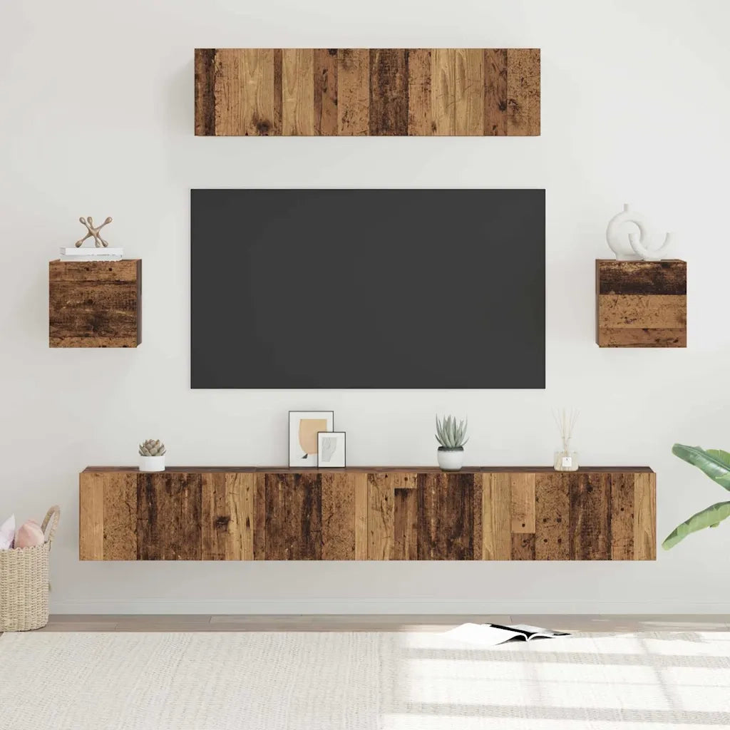 vidaXL Set mobile TV 7 pcs Legno vecchio 80 x 30 x 30 cm