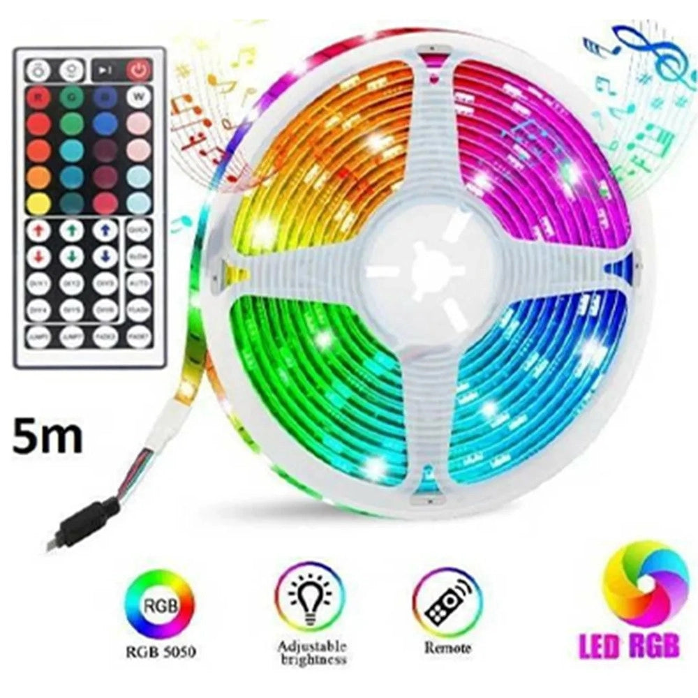 Trade Shop - Striscia Luminosa Led Rgb Smd5050 12v Da 5mt Impermeabile Ip67 Con Telecomando Q-dt55 -