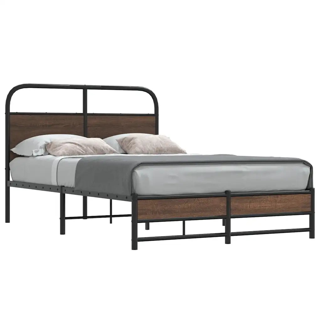 Letto matrimoniale | Letto per adulti | Giroletto senza Materasso Rovere Marrone 135x190 cm Truciolato