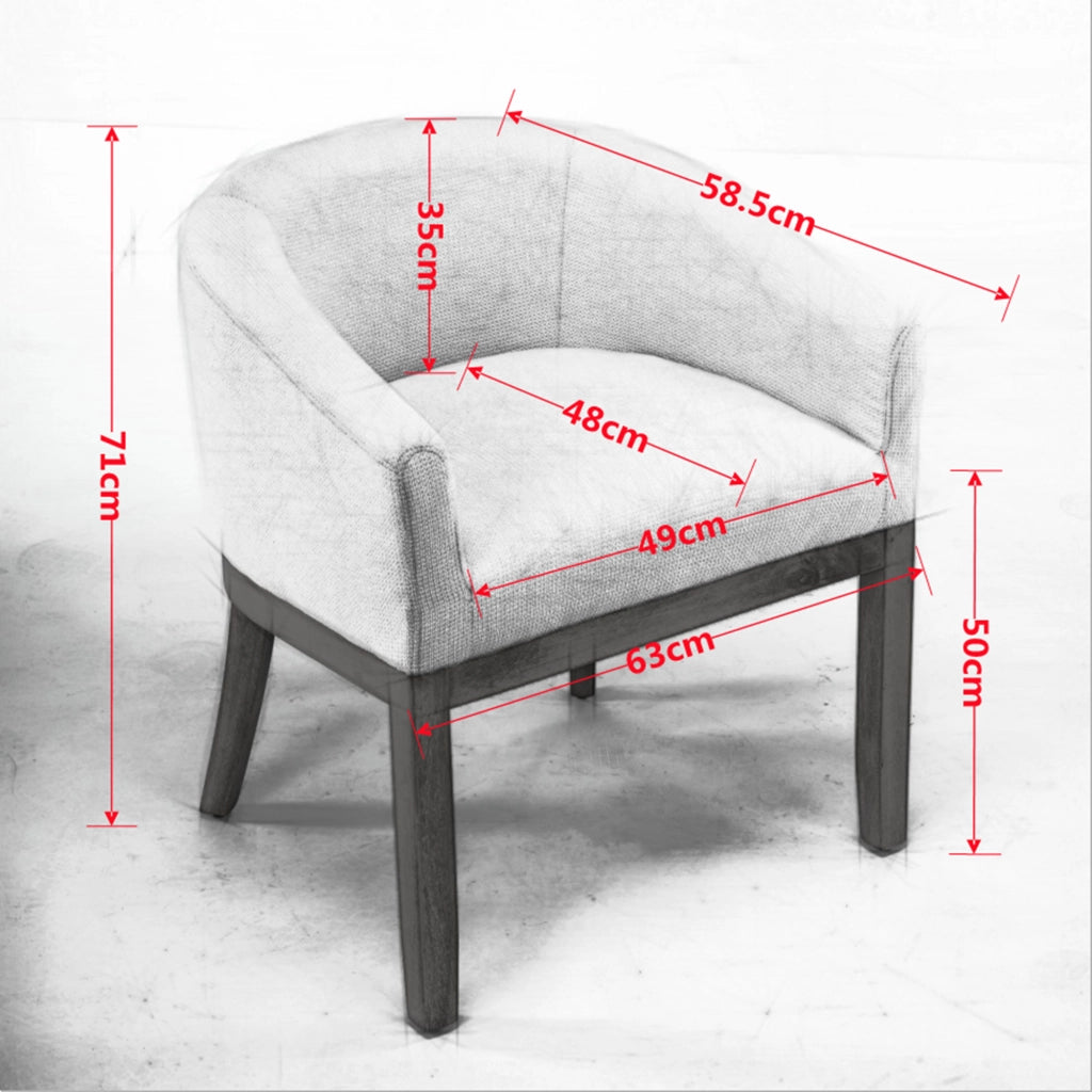 Sedia da pranzo con braccioli in ciniglia con struttura in legno massello stile mid century moderno grigio antracite