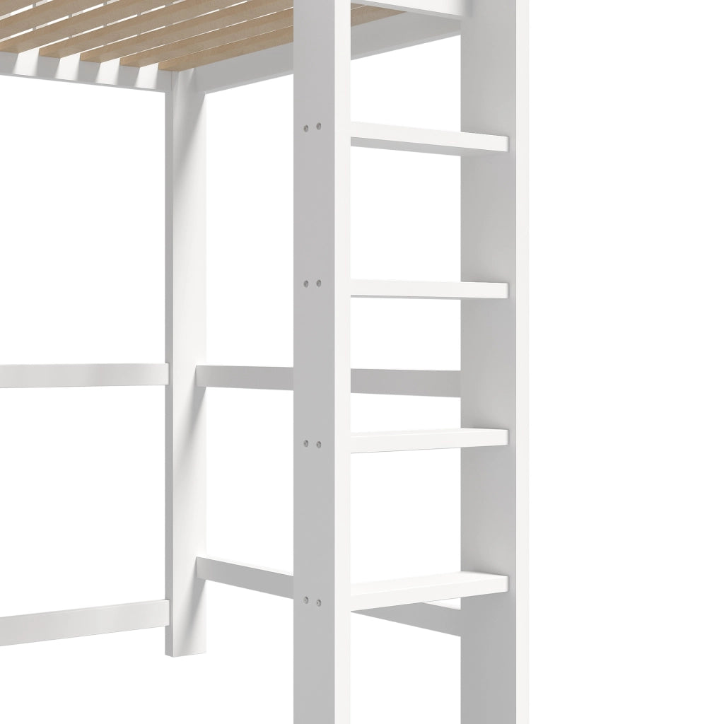 Letto a castello bianco in pino con scrivania e 3 cassetti 90x200 cm