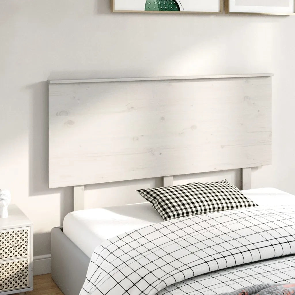 Testiera per Letto Bianca 144x6x82,5cm Legno Massello di Pino