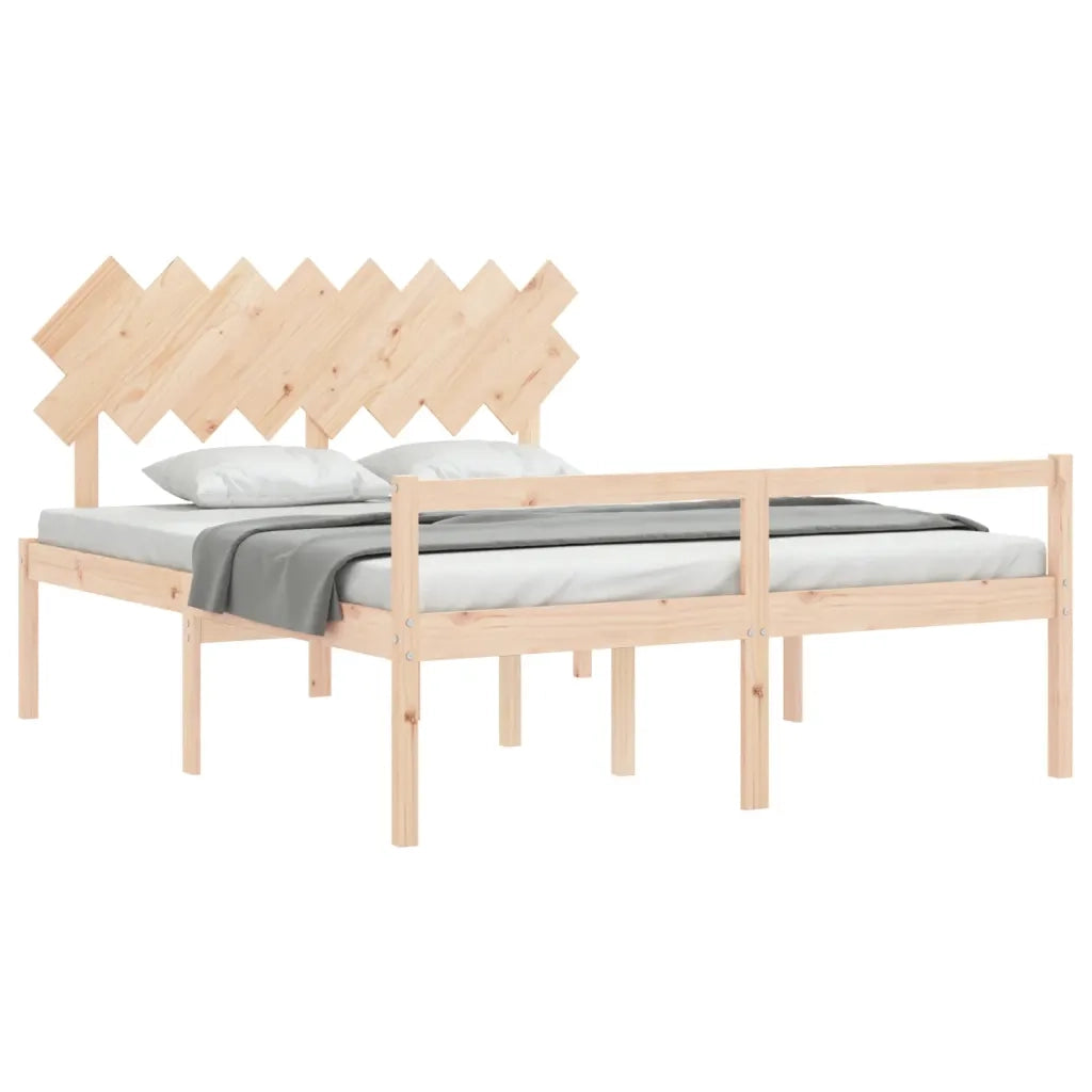 Letto per Anziani con Testiera 160x200 cm in Legno Massello 3195556