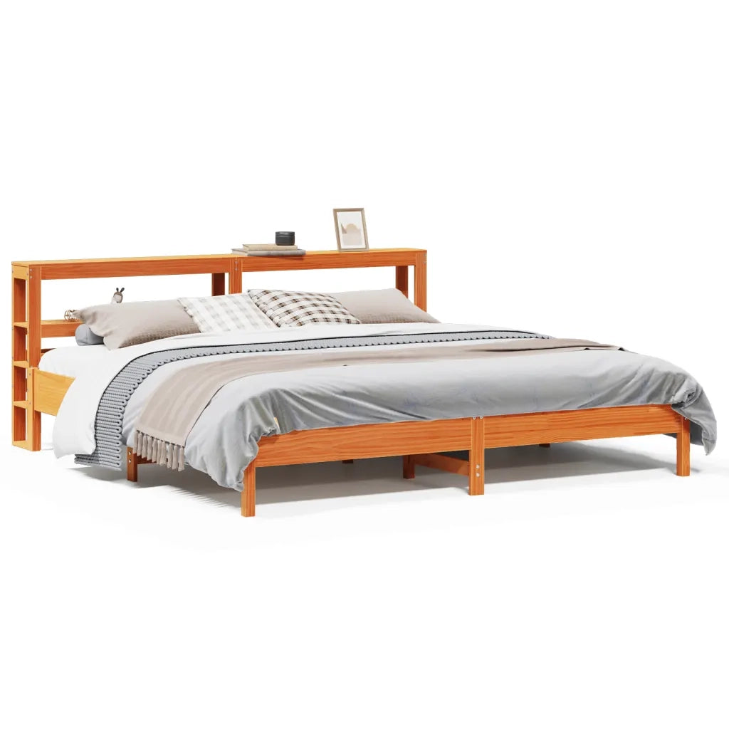 Letto senza Materasso Marrone Cera 200x200 cm in Legno di Pino
